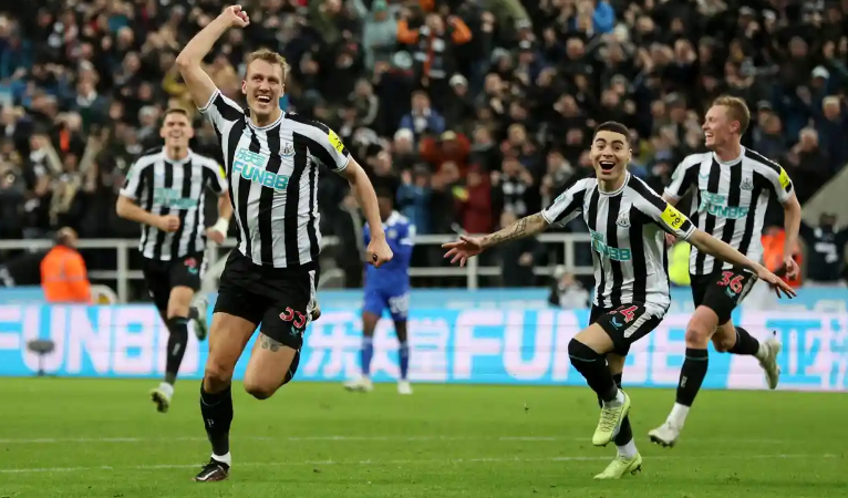 Dan Burn ignites Newcastle’s victory over Leicester to advance to the Carabao Cup semifinals.